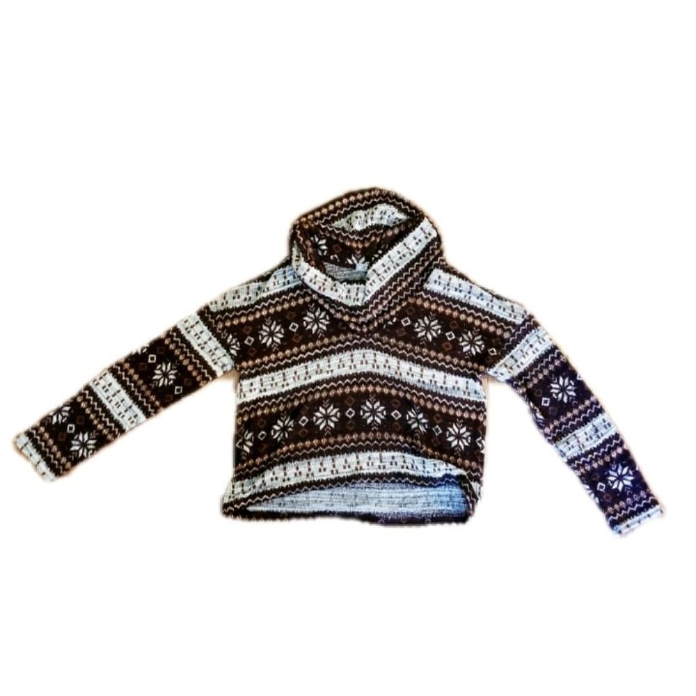 Chloe K  Printed Cowl Neckline Knit Brown Sweater Sz. XL